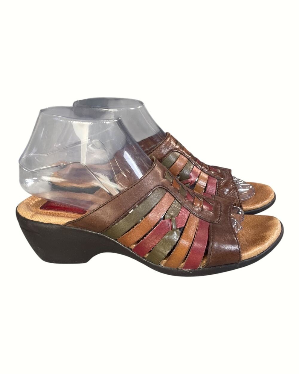 Clarks Artisan Women’s 8M Multi Colored Leather Slide Heeled Sandals